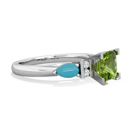 Peridot 6Mm Princess Eternal Embrace Engagement 14K White Gold ring C2002