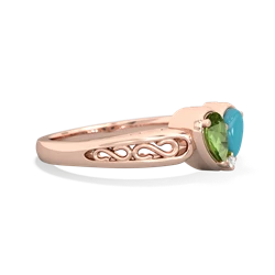 Peridot Filligree 'One Heart' 14K Rose Gold ring R5070