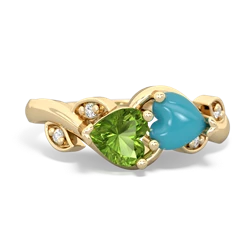 Peridot Floral Elegance 14K Yellow Gold ring R5790