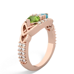 Peridot Sparkling Celtic Knot 14K Rose Gold ring R2645