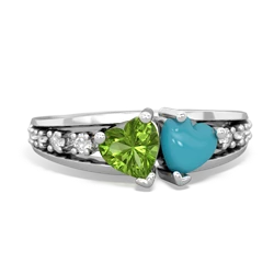 Peridot Heart To Heart 14K White Gold ring R3342