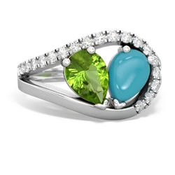 Peridot Nestled Heart Keepsake 14K White Gold ring R5650