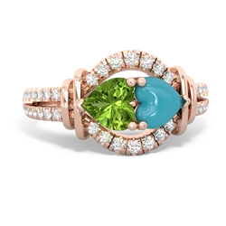 Peridot Art-Deco Keepsake 14K Rose Gold ring R5630