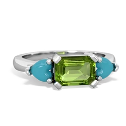 Peridot Three Stone 14K White Gold ring R5235