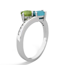 Peridot Channel Set Two Stone 14K White Gold ring R5303