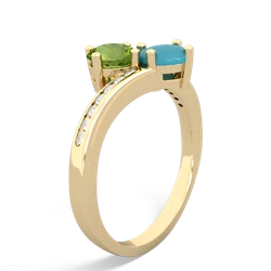 Peridot Channel Set Two Stone 14K Yellow Gold ring R5303