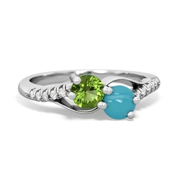 Peridot Infinity Pave Two Stone 14K White Gold ring R5285