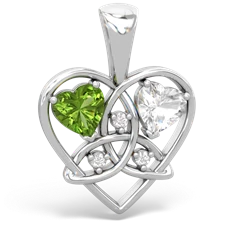 Peridot Celtic Trinity Heart 14K White Gold pendant P5331