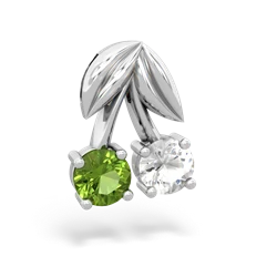 Peridot Sweet Cherries 14K White Gold pendant P7001