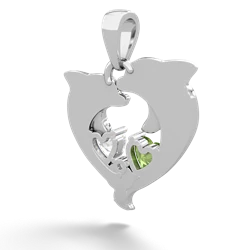 Peridot Dolphin Heart 14K White Gold pendant P5820