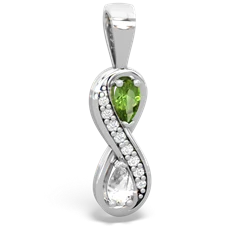 Peridot Diamond Infinity 14K White Gold pendant P5390