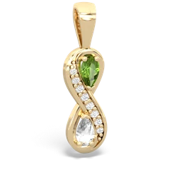 Peridot Diamond Infinity 14K Yellow Gold pendant P5390