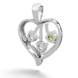 Peridot Glowing Heart 14K White Gold pendant P2233