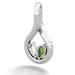 Peridot Pave Twist 'One Heart' 14K White Gold pendant P5360