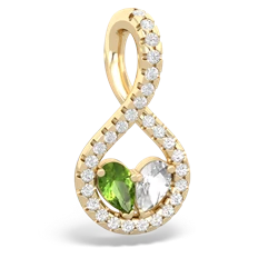 Peridot Pave Twist 'One Heart' 14K Yellow Gold pendant P5360