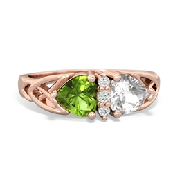 Peridot Celtic Knot Double Heart 14K Rose Gold ring R5040