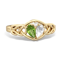 Peridot Celtic Love Knot 14K Yellow Gold ring R5420