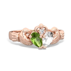 Peridot 'Our Heart' Claddagh 14K Rose Gold ring R2388