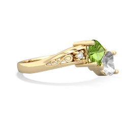 Peridot Snuggling Hearts 14K Yellow Gold ring R2178