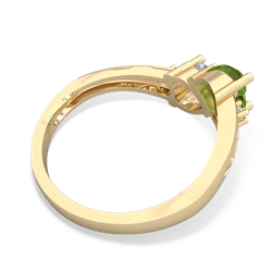 Peridot Snuggling Hearts 14K Yellow Gold ring R2178