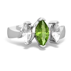 Peridot Three Peeks 14K White Gold ring R2433