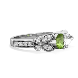 Peridot Diamond Butterflies 14K White Gold ring R5601