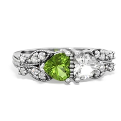 Peridot Diamond Butterflies 14K White Gold ring R5601