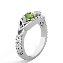 Peridot Sparkling Celtic Knot 14K White Gold ring R2645