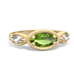 Peridot Milgrain Marquise 14K Yellow Gold ring R5700