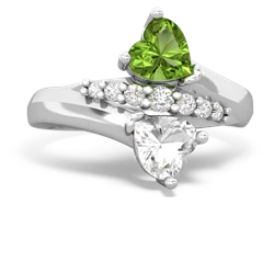 Peridot Heart To Heart 14K White Gold ring R2064