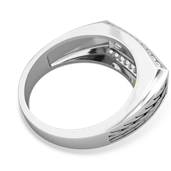 Peridot Three Stone Tire Tread Men's 14K White Gold ring R0520