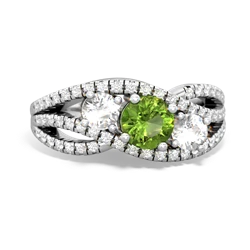 Peridot Three Stone Aurora 14K White Gold ring R3080