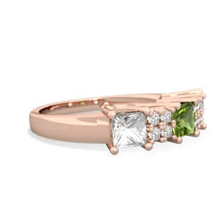 Peridot Three Stone Diamond Cluster 14K Rose Gold ring R2592