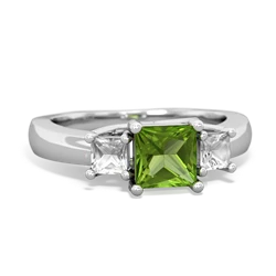 Peridot Three Stone Trellis 14K White Gold ring R4015