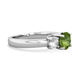 Peridot Three Stone Round Trellis 14K White Gold ring R4018