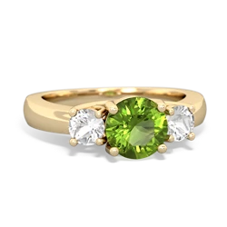 Peridot Three Stone Round Trellis 14K Yellow Gold ring R4018