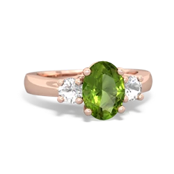 Peridot Three Stone Oval Trellis 14K Rose Gold ring R4024