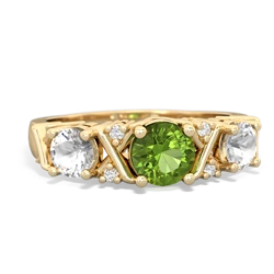 Peridot Hugs And Kisses 14K Yellow Gold ring R5016