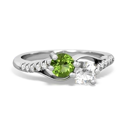 Peridot Infinity Pave Two Stone 14K White Gold ring R5285