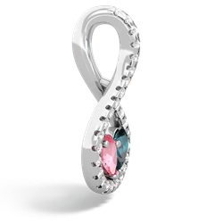 Lab Pink Sapphire Pave Twist 'One Heart' 14K White Gold pendant P5360