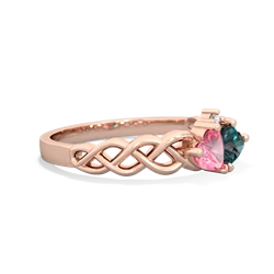 Lab Pink Sapphire Heart To Heart Braid 14K Rose Gold ring R5870