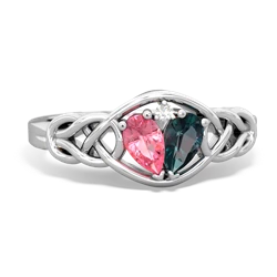 Lab Pink Sapphire Celtic Love Knot 14K White Gold ring R5420