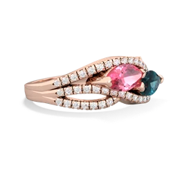 Lab Pink Sapphire Diamond Rivers 14K Rose Gold ring R3070