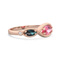 Lab Pink Sapphire Milgrain Marquise 14K Rose Gold ring R5700