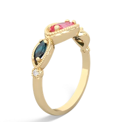 Lab Pink Sapphire Milgrain Marquise 14K Yellow Gold ring R5700