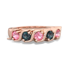 Lab Pink Sapphire Anniversary Band 14K Rose Gold ring R2089