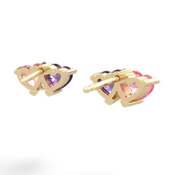 Lab Pink Sapphire Sweethearts 14K Yellow Gold earrings E5260