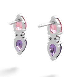 Lab Pink Sapphire Bowtie Drop 14K White Gold earrings E0865