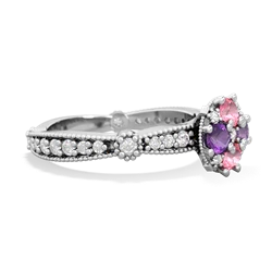 Lab Pink Sapphire Sparkling Tiara Cluster 14K White Gold ring R26293RD