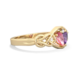 Lab Pink Sapphire Celtic Love Knot 14K Yellow Gold ring R5420